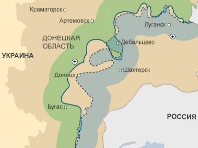 Линия противостояния на востоке Украины. Источник - http://avmalgin.livejournal.com/ Линия противостояния на востоке Украины. Источник - http://avmalgin.livejournal.com/