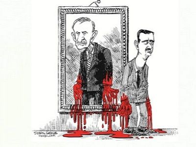 Асады, отец и сын (карикатура). Источник - media.caglecartoons.com Асады, отец и сын (карикатура). Источник - media.caglecartoons.com