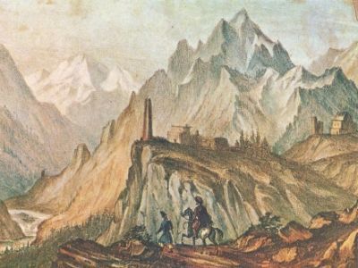 Вид Крестовой горы из ущелья близ Коби. Источник: http://www.lermontov.info/pictures.shtml Вид Крестовой горы из ущелья близ Коби. Источник: http://www.lermontov.info/pictures.shtml