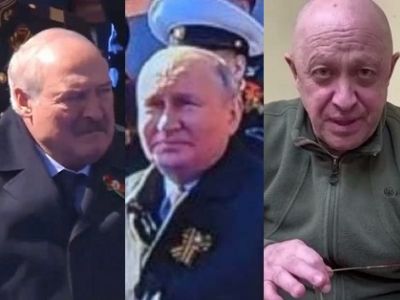 Александр Лукашенко и Владимир Путин на параде; Евгений Пригожин. Фото: t.me Александр Лукашенко и Владимир Путин на параде; Евгений Пригожин. Фото: t.me