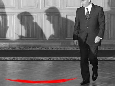 Путин и "красная черта". Иллюстрация: rusmonitor.com