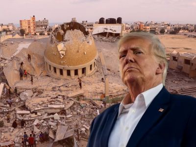 Разрушения в Газе; Дональд Трамп. Коллаж: vkrizis.info Разрушения в Газе; Дональд Трамп. Коллаж: vkrizis.info